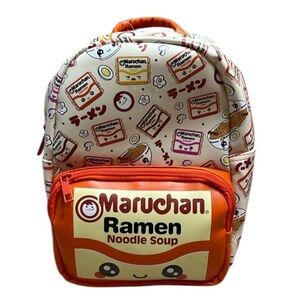 MAD ENGINE NWT Maruchan Ramen Noodle Soup Mini Backpack Orange Cream Print Zip